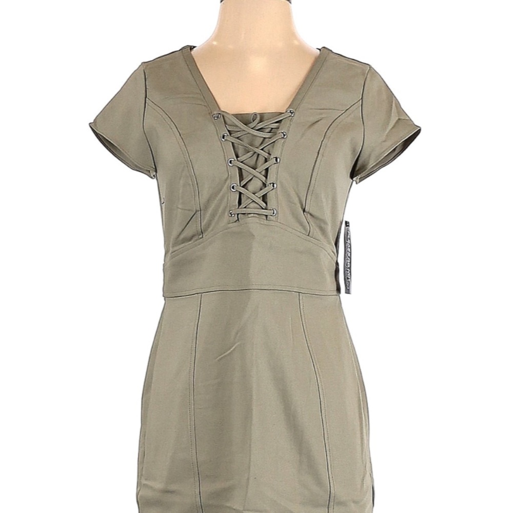 Lace-up Olive Sheath Dress